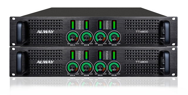 Professional Power 4 Channel 2U Audio Amplifier 4x1200w RMS 4ohm